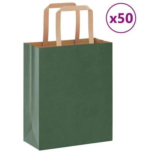 Papirnate vrećice 50 kom s ručkama zelene 18x8x22 cm - Zelena 18 x 8 x 22 cm 50 Cijena