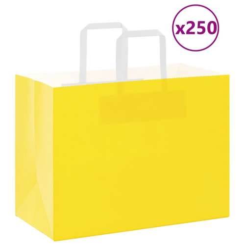 Papirnate vrećice 250 kom s ručkama žute 32x17x25 cm - Žuta 32 x 17 x 25 cm 250 Cijena