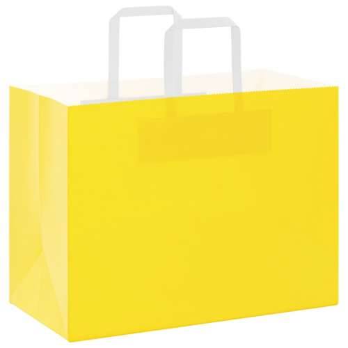 Papirnate vrećice 250 kom s ručkama žute 32x17x25 cm - Žuta 32 x 17 x 25 cm 250 Cijena