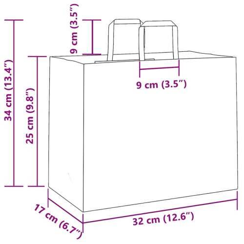 Papirnate vrećice 250 kom s ručkama žute 32x17x25 cm - Žuta 32 x 17 x 25 cm 250 Cijena