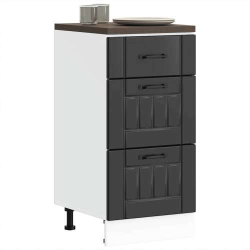 Donji kuhinjski ormarić Lucca crni konstruirano drvo - Crna 40 x 46 x 81.5 cm 1 1x bottom cabinet (3 drawers) Cijena