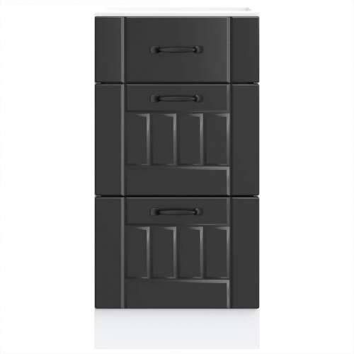 Donji kuhinjski ormarić Lucca crni konstruirano drvo - Crna 40 x 46 x 81.5 cm 1 1x bottom cabinet (3 drawers) Cijena