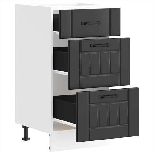 Donji kuhinjski ormarić Lucca crni konstruirano drvo - Crna 40 x 46 x 81.5 cm 1 1x bottom cabinet (3 drawers) Cijena