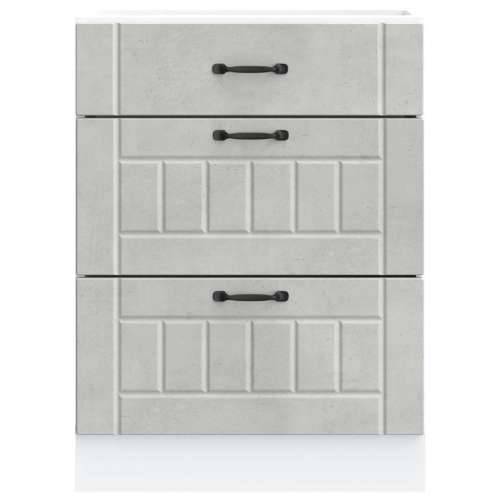 Donji kuhinjski ormarić Lucca boja betona konstruirano drvo - Beton siva 60 x 46 x 81.5 cm 1 1x bottom cabinet (3 drawers) Cijena