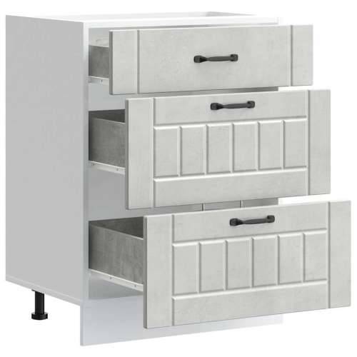 Donji kuhinjski ormarić Lucca boja betona konstruirano drvo - Beton siva 60 x 46 x 81.5 cm 1 1x bottom cabinet (3 drawers) Cijena