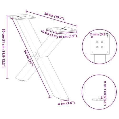Noge za klub stolić u obliku slova X, 2 kom, antracit, 50 x (30-31) cm, čelik - Antracit 50 x (30-31) cm (40 mm) 2 1 Cijena