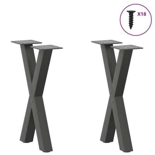 Noge za klub stolić u obliku slova X, 2 kom, antracit, 28 x (42-43) cm, čelik - Antracit 28 x (42-43) cm (40 mm) 2 1 Cijena