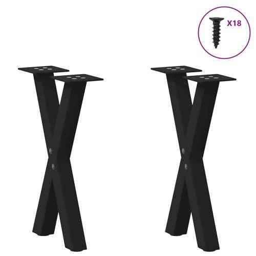 Noge za klub stolić u obliku slova X, 2 kom, crne, 38 x (42-43) cm, čelik - Crna 38 x (42-43) cm (40 mm) 2 1 Cijena