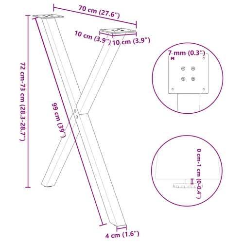 Noge za blagovaonski stol X-oblik 2 kom Bijele 70 x (72-73) cm Čelik - Bijela 70 x (72-73) cm (40 mm) 2 1 Cijena