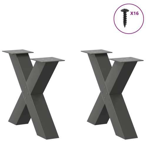 Noge za klub stolić u obliku slova X, 2 kom, antracit, 60 x (42-43) cm, čelik - Antracit 60 x (42-43) cm (80 mm) 2 1 Cijena