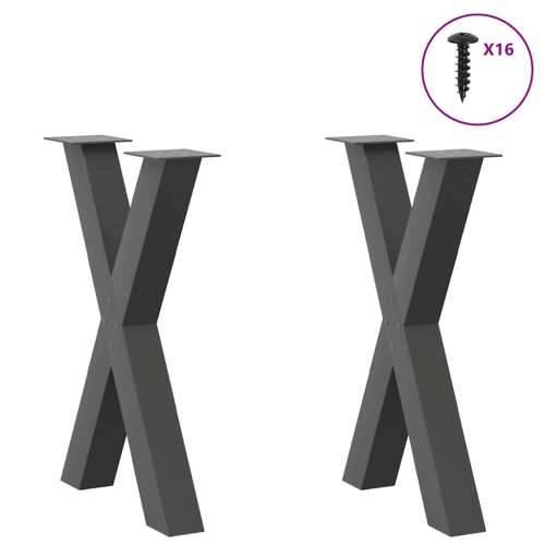 Noge za blagovaonski stol u obliku slova X, 2 kom, antracit, 60 x (72-73) cm, čelik - Antracit 60 x (72-73) cm (80 mm) 2 1 Cijena