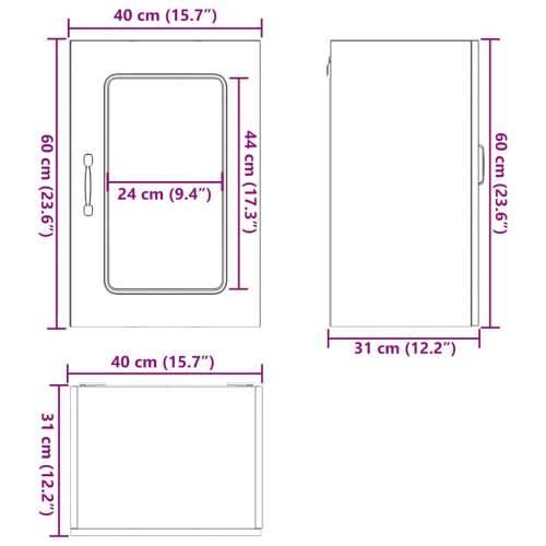 Kuhinjski zidni ormarić sa staklenim vratima Kalmar drveni - Visoko sjajno bijela 40 x 31 x 60 cm 1 1x wall glass cabinet (1 doo Cijena