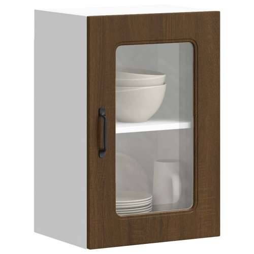Kuhinjski zidni ormarić sa staklenim vratima Kalmar drveni - Smeđi hrast 40 x 31 x 60 cm 1 1x wall glass cabinet (1 door) Cijena
