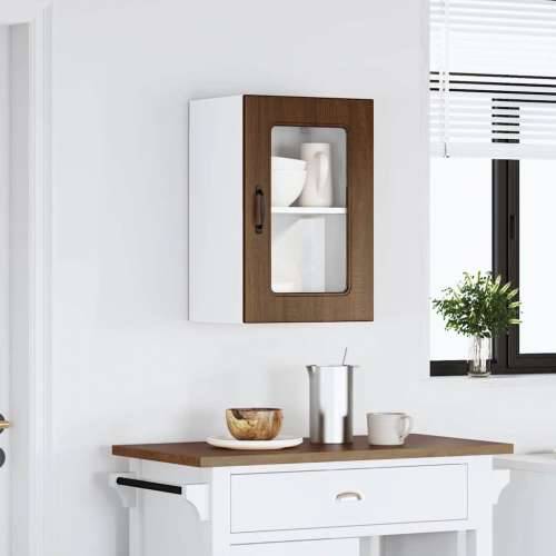 Kuhinjski zidni ormarić sa staklenim vratima Kalmar drveni - Smeđi hrast 40 x 31 x 60 cm 1 1x wall glass cabinet (1 door) Cijena