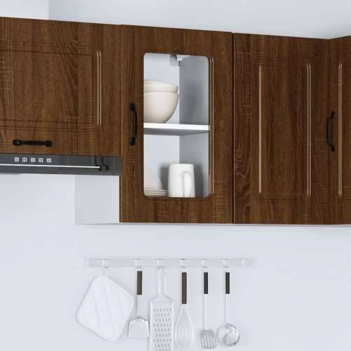 Kuhinjski zidni ormarić sa staklenim vratima Kalmar drveni - Smeđi hrast 40 x 31 x 60 cm 1 1x wall glass cabinet (1 door) Cijena
