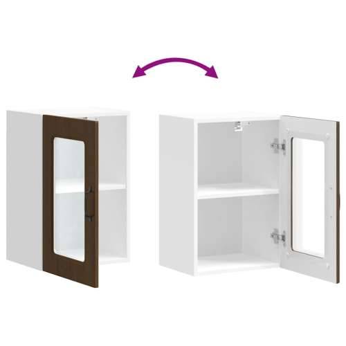 Kuhinjski zidni ormarić sa staklenim vratima Kalmar drveni - Smeđi hrast 40 x 31 x 60 cm 1 1x wall glass cabinet (1 door) Cijena
