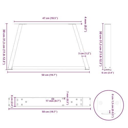 Noge za klub stolić V-oblik 2 kom Prirodni čelik 50 x (30-31,3) cm Čelik - Prirodna 50 x (30-31.3) cm 2 1 Cijena
