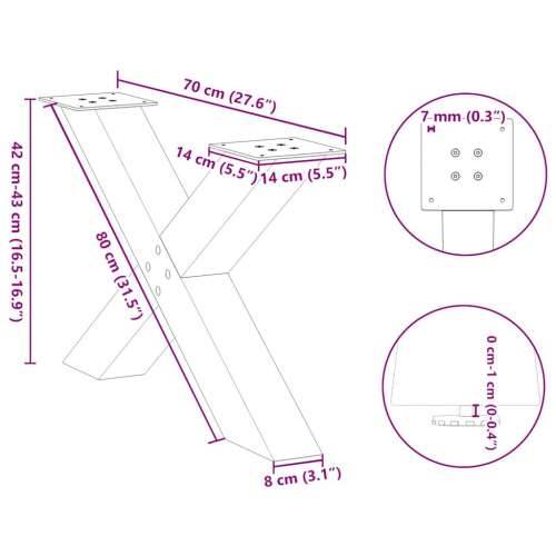 Noge za klub stolić u obliku slova X, 2 kom, bijele, 70 x (42-43) cm, čelik - Bijela 70 x (42-43) cm (80 mm) 2 1 Cijena