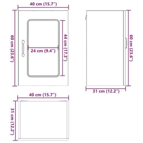 Kuhinjski zidni ormarić sa staklenim vratima Kalmar drveni - Bijela 40 x 31 x 60 cm 1 1x wall glass cabinet (1 door) Cijena