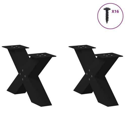 Noge za klub stolić u obliku slova X, 2 kom, crne, 60 x (30-31) cm, čelik - Crna 60 x (30-31) cm (80 mm) 2 1 Cijena