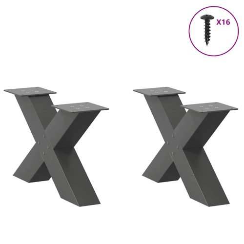 Noge za klub stolić u obliku slova X, 2 kom, antracit, 60 x (30-31) cm, čelik - Antracit 60 x (30-31) cm (80 mm) 2 1 Cijena