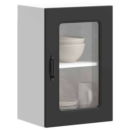 Kuhinjski zidni ormarić sa staklenim vratima Kalmar drveni - Crna 40 x 31 x 60 cm 1 1x wall glass cabinet (1 door) Cijena
