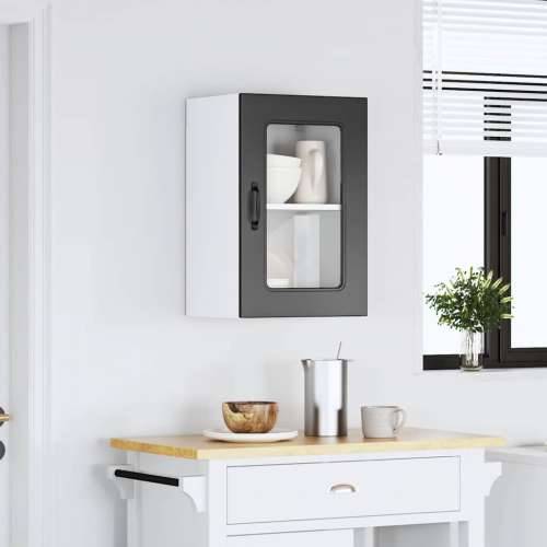 Kuhinjski zidni ormarić sa staklenim vratima Kalmar drveni - Crna 40 x 31 x 60 cm 1 1x wall glass cabinet (1 door) Cijena