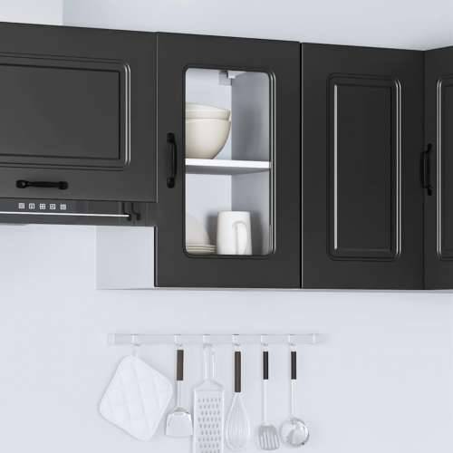 Kuhinjski zidni ormarić sa staklenim vratima Kalmar drveni - Crna 40 x 31 x 60 cm 1 1x wall glass cabinet (1 door) Cijena