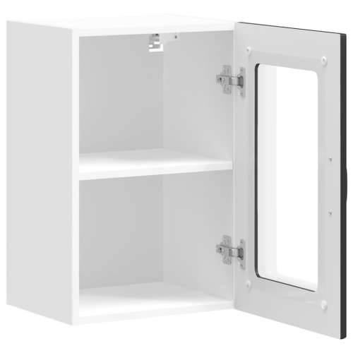 Kuhinjski zidni ormarić sa staklenim vratima Kalmar drveni - Crna 40 x 31 x 60 cm 1 1x wall glass cabinet (1 door) Cijena