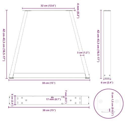 Noge za klub stolić V-oblik 2 kom Prirodni čelik 38 x (42-43,3) cm Čelik - Prirodna 38 x (42-43.3) cm 2 1 Cijena