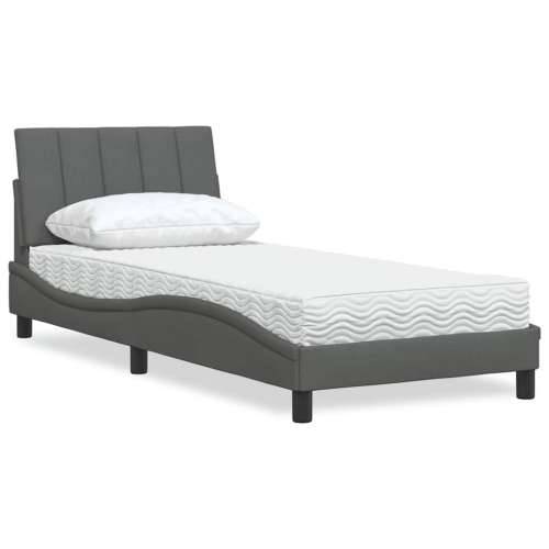 Krevet s madracem tamnosivi 90 x 190 cm od tkanine - Tamno siva 90 x 190 cm Cijena