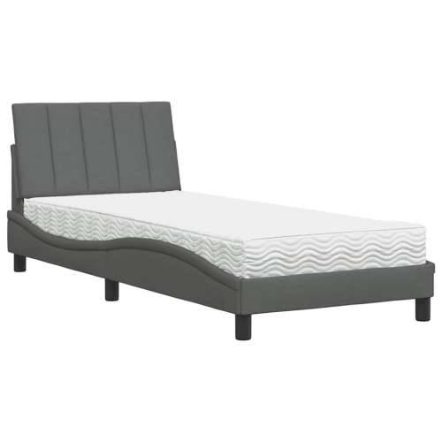 Krevet s madracem tamnosivi 90 x 190 cm od tkanine - Tamno siva 90 x 190 cm Cijena
