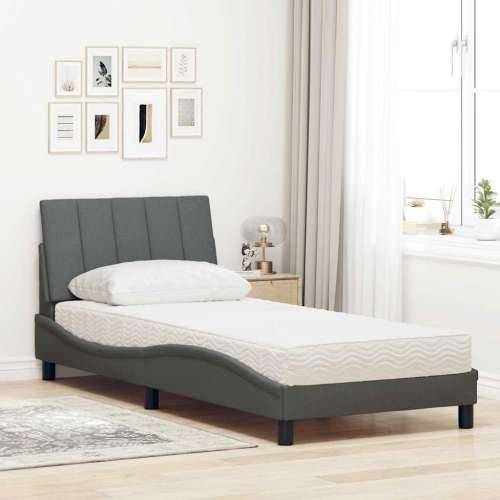 Krevet s madracem tamnosivi 90 x 190 cm od tkanine - Tamno siva 90 x 190 cm Cijena