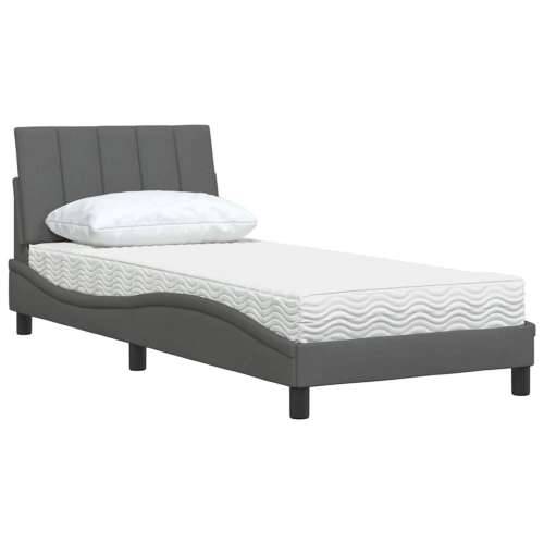 Krevet s madracem tamnosivi 90 x 190 cm od tkanine - Tamno siva 90 x 190 cm Cijena