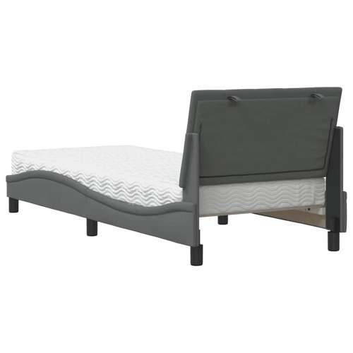 Krevet s madracem tamnosivi 90 x 190 cm od tkanine - Tamno siva 90 x 190 cm Cijena