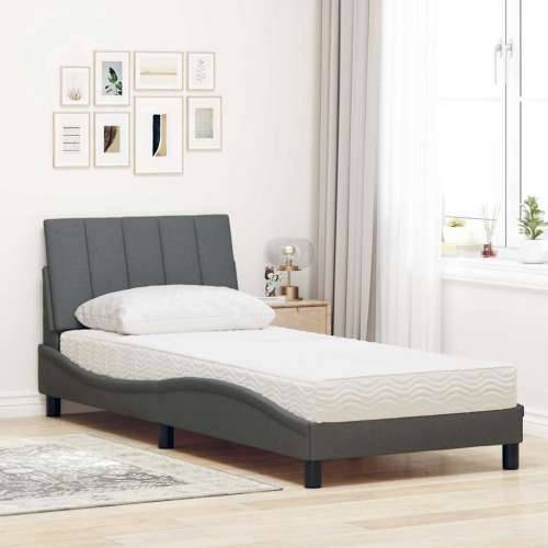 Krevet s madracem tamnosivi 90x200 cm od tkanine - Tamno siva 90 x 200 cm Cijena