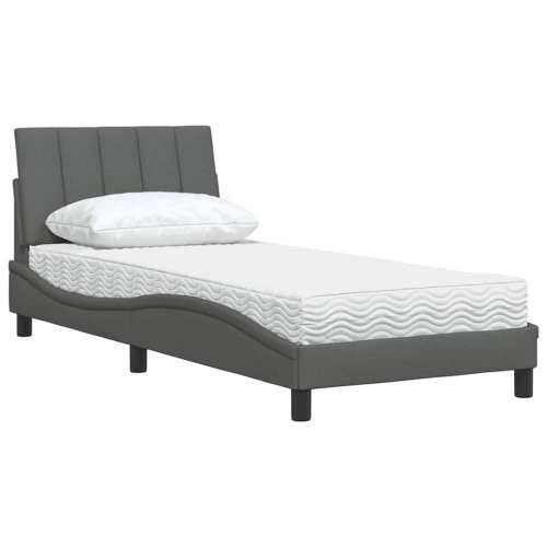 Krevet s madracem tamnosivi 90x200 cm od tkanine - Tamno siva 90 x 200 cm Cijena
