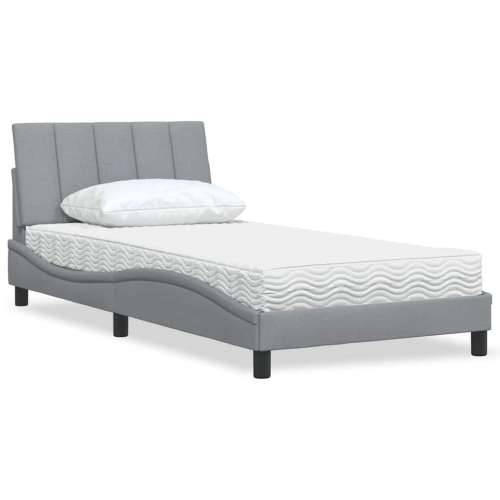 Krevet s madracem svjetlosivi 100x200 cm od tkanine - Svjetlosiva 100 x 200 cm Cijena