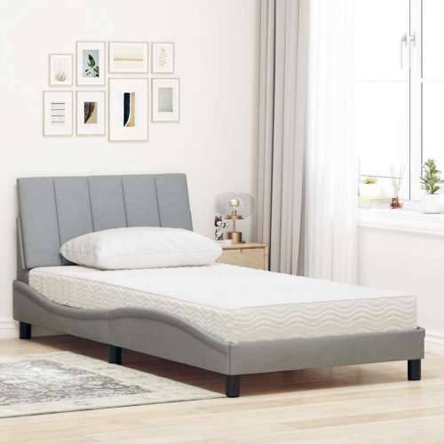 Krevet s madracem svjetlosivi 100x200 cm od tkanine - Svjetlosiva 100 x 200 cm Cijena