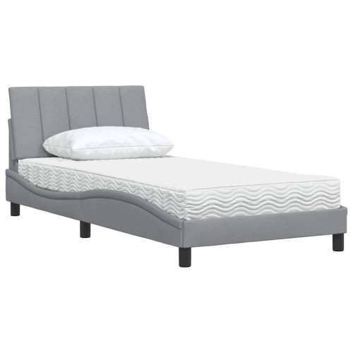 Krevet s madracem svjetlosivi 100x200 cm od tkanine - Svjetlosiva 100 x 200 cm Cijena