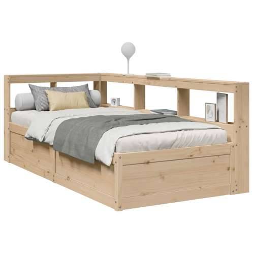 Krevet s regalom za knjige bez madraca 75x190 cm borovina - Prirodna 75 x 190 cm Cijena