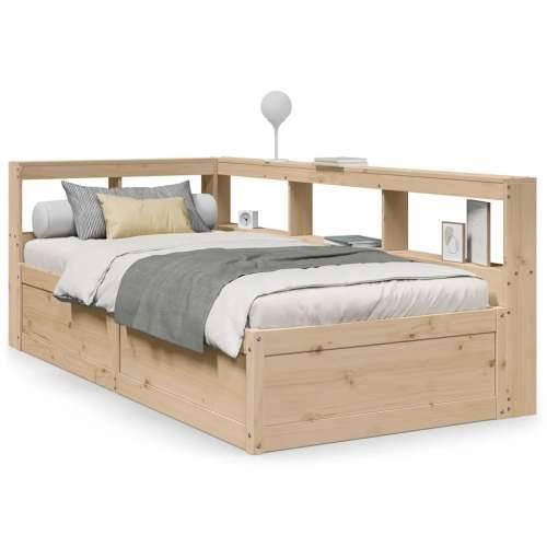 Krevet s regalom za knjige bez madraca 75x190 cm borovina - Prirodna 75 x 190 cm Cijena