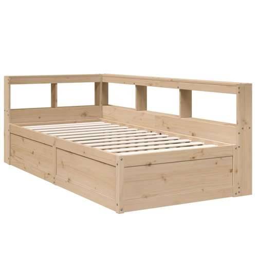 Krevet s regalom za knjige bez madraca 75x190 cm borovina - Prirodna 75 x 190 cm Cijena
