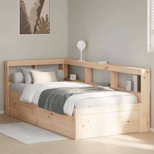 Krevet s regalom za knjige bez madraca 75x190 cm borovina - Prirodna 75 x 190 cm Cijena