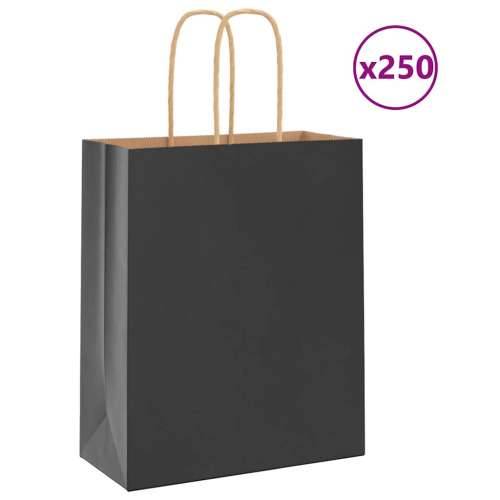 Papirnate vrećice 250 kom s ručkama crne 18x8x22 cm - Crna 18 x 8 x 22 cm 250 Cijena