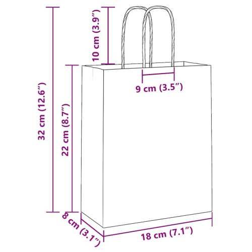 Papirnate vrećice 250 kom s ručkama crne 18x8x22 cm - Crna 18 x 8 x 22 cm 250 Cijena