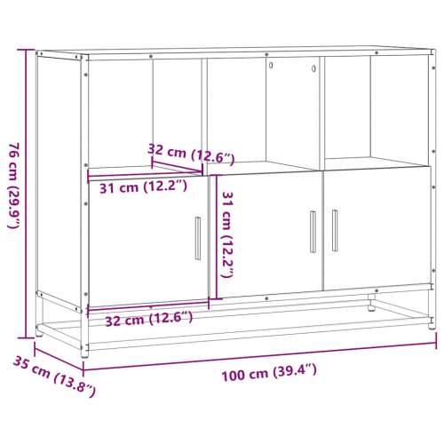 Komoda dimljeni hrast 100x35x76 cm konstruirano drvo - Dimljeni hrast 1 Cijena