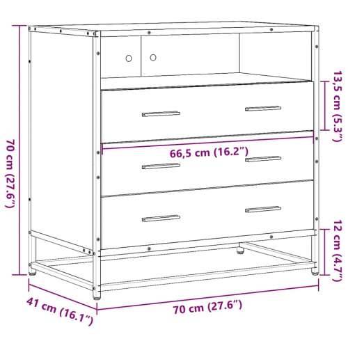 Ormar s ladicama dimljeni hrast 70x41x70 cm konstruirano drvo - Dimljeni hrast 1 Cijena