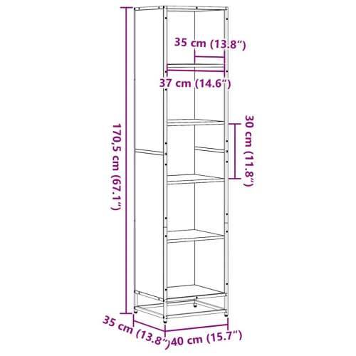 Ormarić za knjige smeđi hrast 40x35x170,5 cm konstruirano drvo - Smeđi hrast 1 170.5 cm 40 cm Cijena