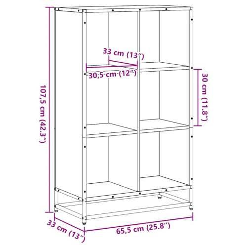 Ormar za knjige sivi sonoma 65,5x33x107,5 cm izrađeno drvo - Sivi hrast sonoma 65.5 x 33 x 107.5 cm 1 Cijena